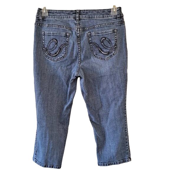 Chico's Mid Wash Crop Denim Jeans Pants w Embroidery - Chico's Size 1 (US 8) - Picture 3 of 6